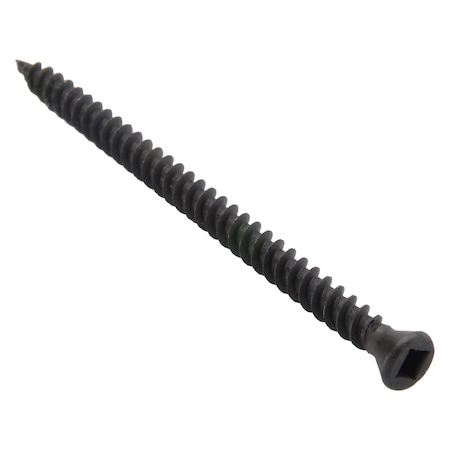 Zoro Select Wood Screw, No. 6, 2-1/4 in, Black Phosphate Steel Trim Head Square Drive, 181 PK DQTI0-60225-181P