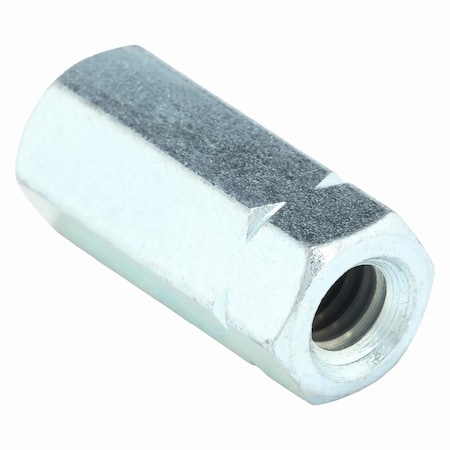 Zoro Select Coupling Nut, 5/16"-18, Steel, Grade 5, Zinc Plated, 1-1/8 in Lg, 1/2 in Hex Wd, 5 PK 204604BG