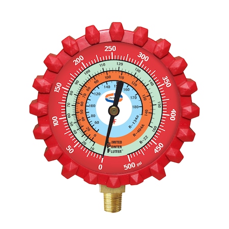 Uniweld Refrigerant Gauge, 2.5" H/P, 500 psi, Red G29LD