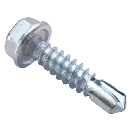 Zoro Select Self-Drilling Screw, 1/4" x 1 in, Zinc Plated Steel Hex Head Hex Drive, 1000 PK B31810.025.0100