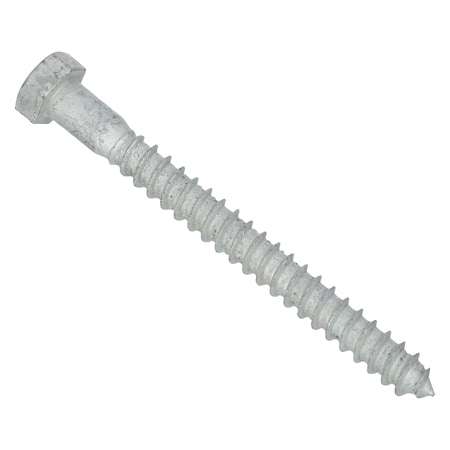 Zoro Select Lag Screw, 3/8 in, 4 in, Steel, Hot Dipped Galvanized Hex External Hex Drive, 50 PK U08450.037.0400