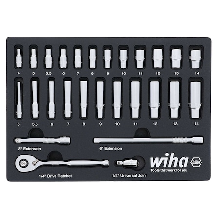 Wiha Professional Socket Tray, 1/4" Drive 27 33395
