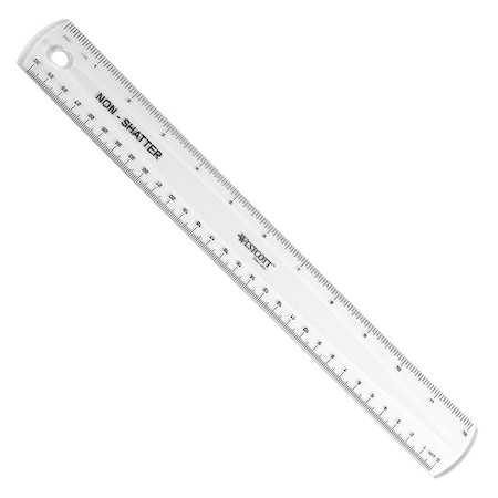 Westcott Rulers, 12" Sharterproof Ruler - Clear 13862