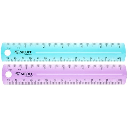 Westcott Rulers, 6" Plastic Ruler - 2-Pack 414
