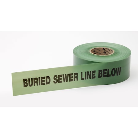 Mutual Industries 3" X 1000' Non Det Sewer Line Green Tape(2Pk) M17783-39-3000
