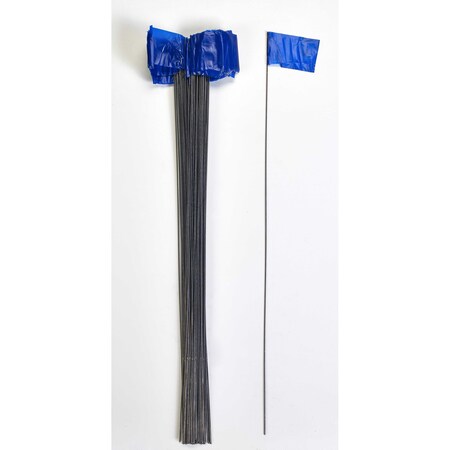 Mutual Industries 2.5X3.5X30" Wire Marking Flags, Blue, 1000C 15901-25-30