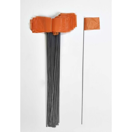 Mutual Industries 2.5" X 3.5" X 21" Wire Orange Flags, 1000C 15901-45-21