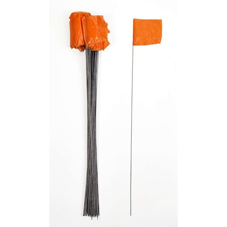 Mutual Industries 2.5" X 3.5" X 30" Wire Glo Orange Flags 1000C 15901-145-30