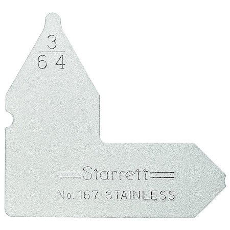 Starrett Radius Gage, 3/64 in, Angle, 1 167-3/64