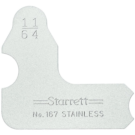 Starrett Radius Gage, Angle, 11/64 in, 1 167-11/64