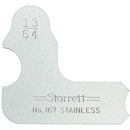 Starrett Radius Gage, 1, 13/64 in, Angle 167-13/64