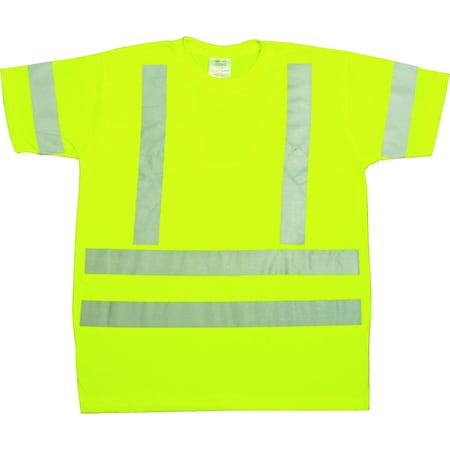 Mutual Industries ANSI Class 3 Durable Flame Retardant T-S, Polyester, Lime, 2X- large 96002-0-105