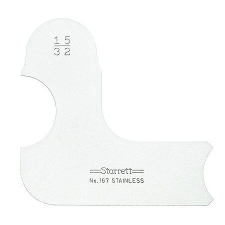 Starrett Radius Gage, 1, Angle, 15/32 in 167-15/32