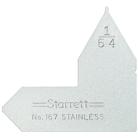 Starrett Radius Gage, 1, 1/64 in, Angle 167-1/64