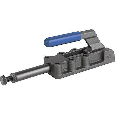 Kipp Push-Pull Clamp, Heavy Version F2=6000, Steel Phosphated, Comp: Plastic Comp: Blue, 89 MM Base K0087.0600