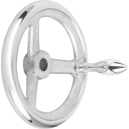 KIPP Handwheel, DIN 950, Aluminum 3-spoke, Diameter= 160 mm, Bore D2= 16 mm, Fixed Handle K0160.2160X16
