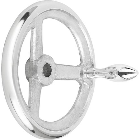 KIPP Handwheel, DIN 950, Aluminum 3-spoke, Diameter= 100 mm, Bore D2= 12 mm, Fixed Handle K0160.2100X12