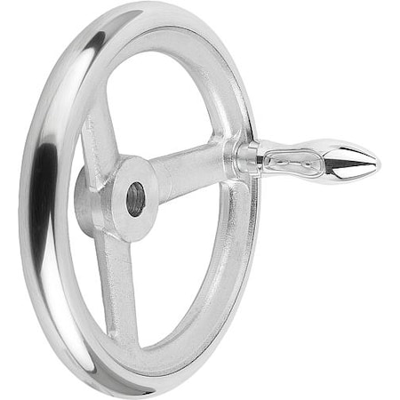 KIPP Handwheel, DIN 950, Aluminum 3-spoke, Diameter= 180 mm, Bore D2= 16 mm, Revolving Handle K0160.4180X16