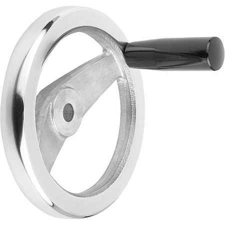 Kipp 2-Spoke Handwheel, Aluminum, Diameter D1= 160 mm, Bore Dia. D2= 14 mm, Fixed Grip, Thermoset K0162.2160X14
