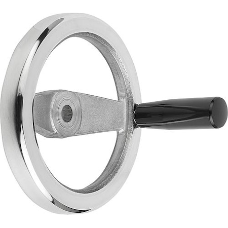 KIPP 2-Spoke Handwheel, Aluminum, Diameter D1= 125 mm, Bore Dia. D2= 14 mm, Revolving Grip, Thermoset K0162.4125X14