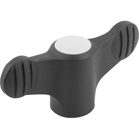 Kipp Wing Grip D=M05 A=50, H=24, Form: K, Plastic Black, Comp: Stainless Steel 1.4305 K0274.01055