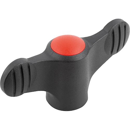 Kipp Wing Grip D=1/4-20 A=50, H=24, Form: K, Plastic Black, Comp: Stainless Steel 1.4305 K0274.01A26