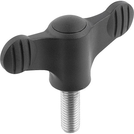 Kipp Wing Grip D=M04X10 A=38, H=18, Form: L, Plastic Black, Comp: Stainless Steel 1.4305 K0274.0904X10