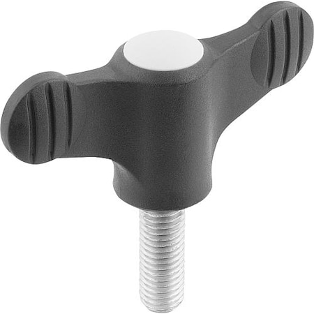 Kipp Wing Grip D=M08X30 A=50, H=24, Form: L, Plastic Black, Comp: Steel, Blue-Passivated, Cap: Gray K0274.1085X30