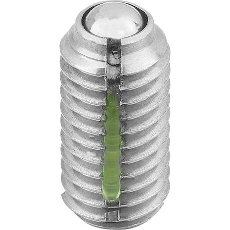 Kipp Spring Plunger Standard Spring Force, Long-Lok D=5/16-18 L=16, Stainless Steel, Ball SS K0322.A3