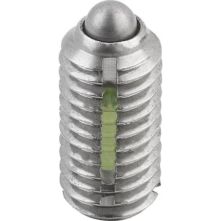 Kipp Spring Plunger Standard Spring Force, Long-Lok D=10-32 L=12, Body & Pin Stainless Steel K0324.A1
