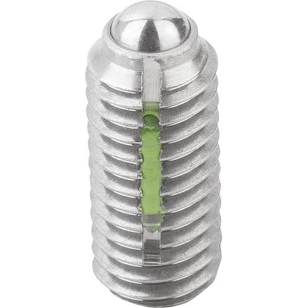 Kipp Spring Plunger Intensified Spring Force, Long-Lok D=3/8-16 L=23, Body & Ball Stainless Steel K0326.2A4