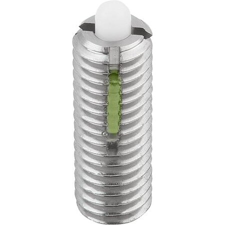 Kipp Spring Plunger Standard Spring Force D=1/4-20 L=20, Stainless Steel, Long-Lok, Comp: Pin Pom K0330.A2