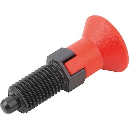 KIPP Indexing Plunger Red D1= 5/8-11, D=8, Style C, Lockout Type wo Locknut, Steel Hardened K0338.3308A684