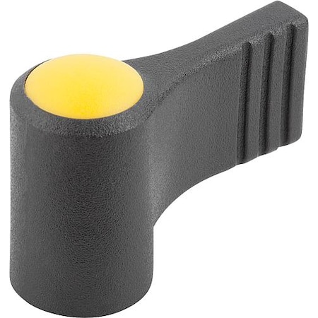 Kipp Wing Grip, One-Sided, Size: 2 D=M10, A=37, 5, H=36, Form: K, Body Black, Cap Yellow, Stainless Steel K0608.02107