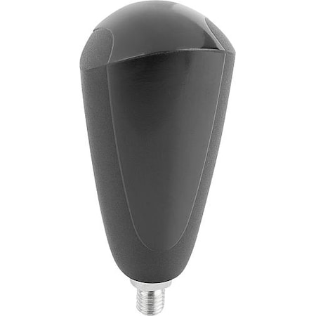 Kipp Revolving Handle, Oval, Size: 1, D= M06X9, D1= 25, Thermoset, Gloss Black, Comp. Steel K0651.106009