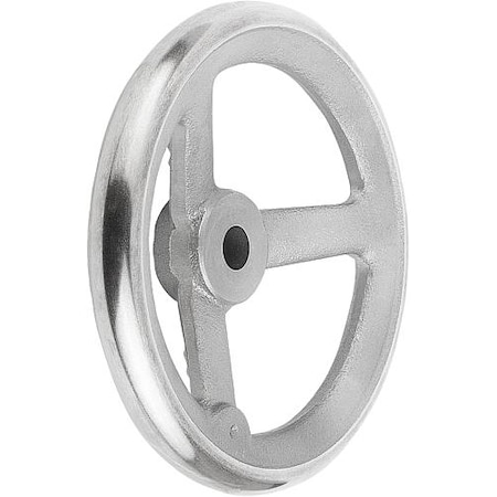 KIPP Handwheel, DIN 950, D1= 160 mm, Bore D2= 16 mm, Gray Cast Iron, Without Grip K0671.0160X16