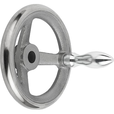 KIPP Handwheel, DIN 950, D1= 250 mm, Bore D2= 0.875", Gray Cast Iron, Machine Handle Revolving, Steel K0671.4250XCV