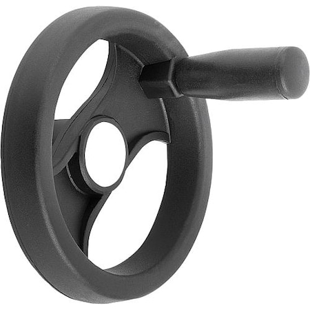 Kipp 2-Spoke Handwheel, PA Plastic, Steel Bushing, Diameter D1= 99 mm, Bore D2= 12 mm, Revolving Grip K0725.4100X12