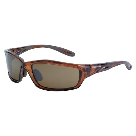 Crossfire Safety Glasses, Wraparound HD Brown Mirror Polycarbonate Lens, Scratch-Resistant 2117