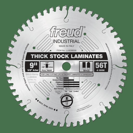 Freud Thick-Stock Laminate Blade, 9" x 56T LU92M009