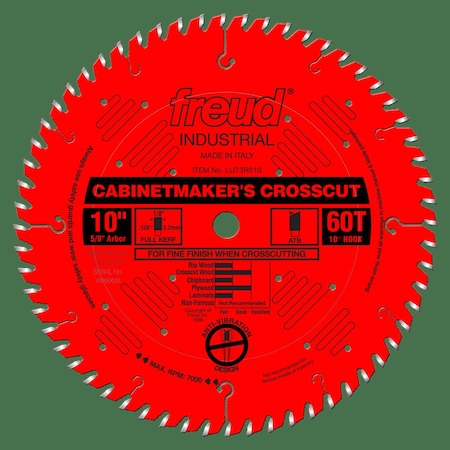 Freud Cabinetmakers Crosscut Blade, 10" x 60T LU73R010
