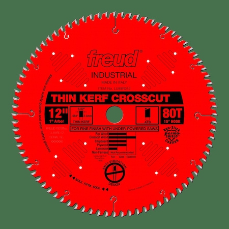 Freud Thin Kerf Fine Finish Crosscut Blade, 12 LU88R012