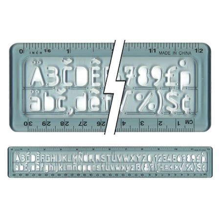 Westcott Lettering, 12"/30mm Combo Lettering Guide Ruler KT-35
