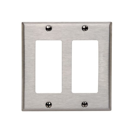 Leviton 2-Gang /GFCI Device Wallplate, Std Size 302 Stainless Steel 84409-40
