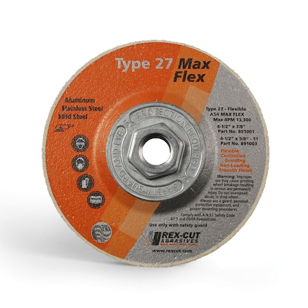Rex Cut Max Flex Grinding Disc 4 1/2 X 5/8-11 T27 Max Flex A54 891003
