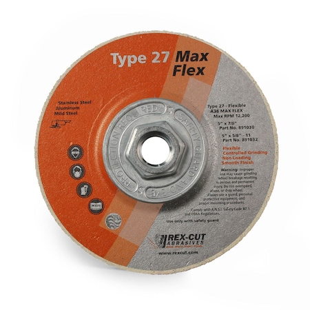 Rex Cut Max Flex Grinding Disc 5 x 5/8-11 T27 Ma 891032