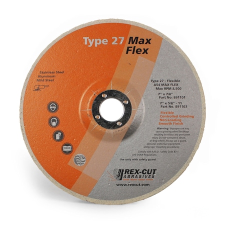 Rex Cut Max Flex Grinding Disc 7 X 7/8 T27 Max Flex A54 891101