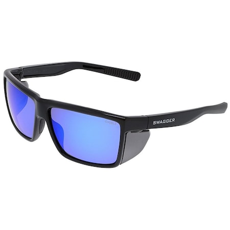 Mcr Safety Swagger (SR2), Safety Glasses, Anti-Scratch, Green Mirror Lens, Charcoal Frame, Full-Frame SR22BG