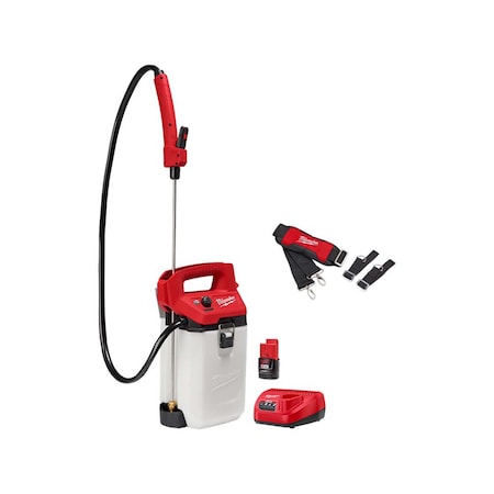Milwaukee Tool 1 gal Sprayer Kit, Poly, 4 ft L Hose, 24 in L Wand, Adjustable Cone/ Fan Nozzle Spray Pattern 2528-21G1, 49-16-2764