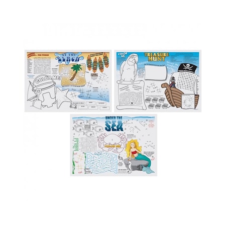 Hoffmaster 10" x 14" Seashore Games Multipack Paper Placemats, PK1000 702088